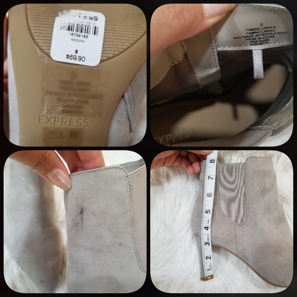 EXPRESS Pointed Faux Suede Ankle Boots Light Gray Color SIZE 9. - Picture 16 of 16